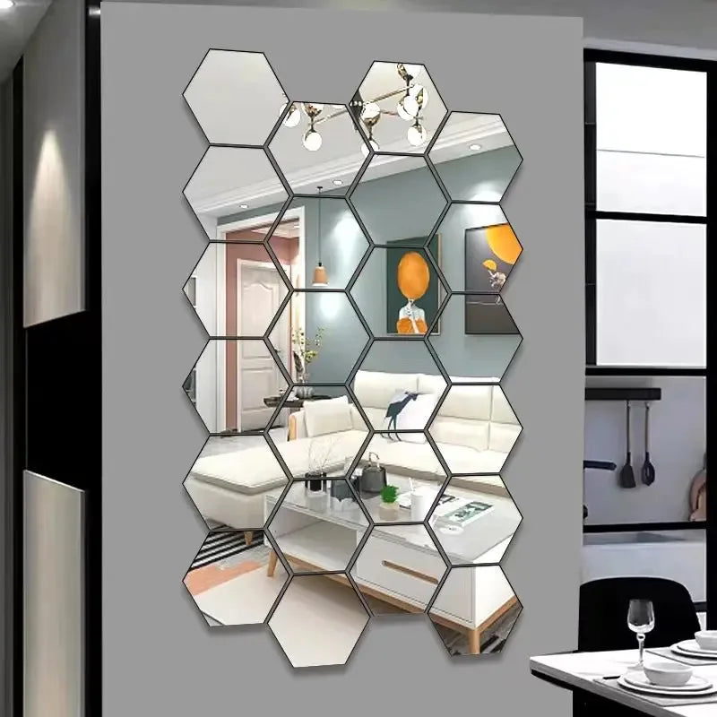 Hexagon 3D Mirror Wall Stickers
