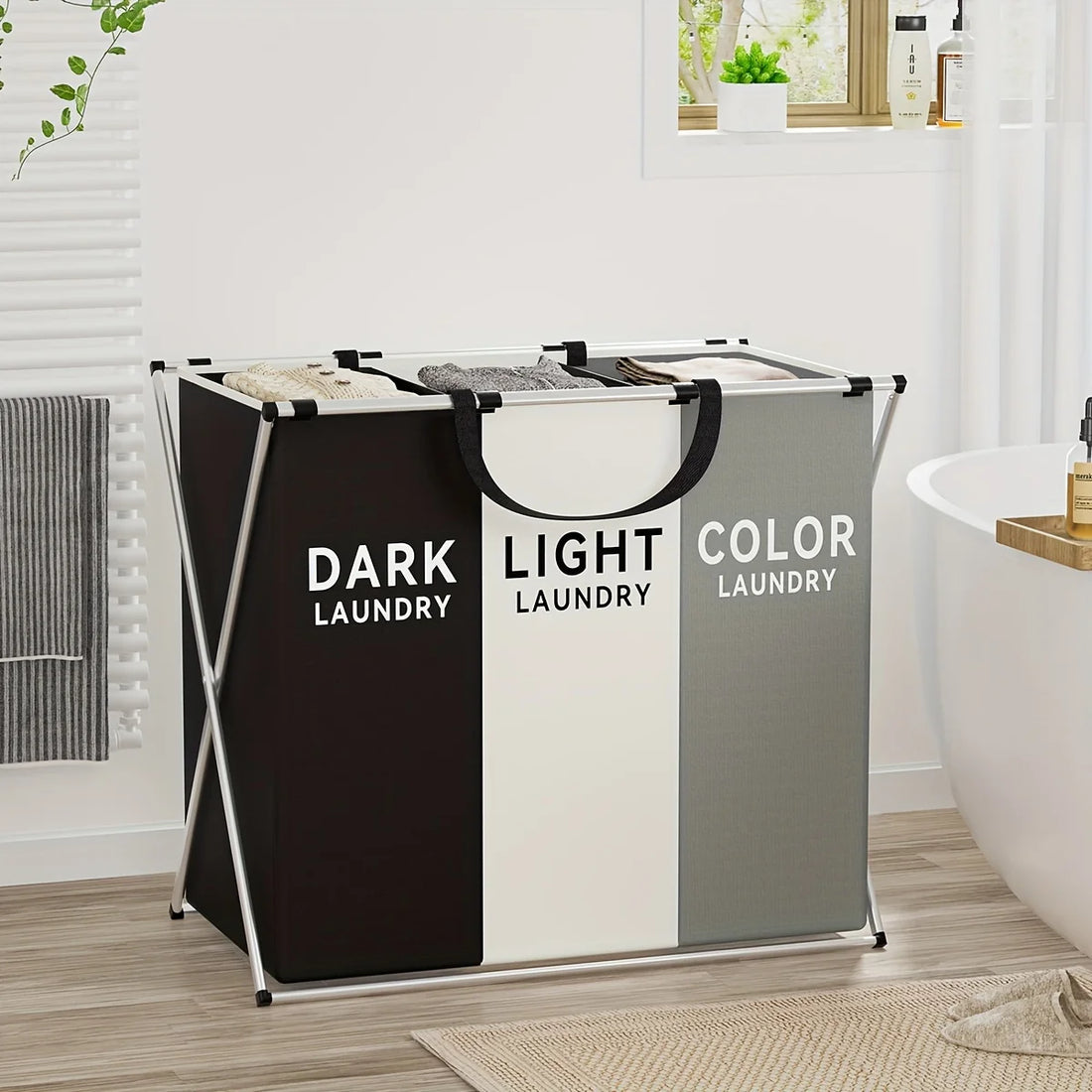 Large 3-Section Laundry Hamper